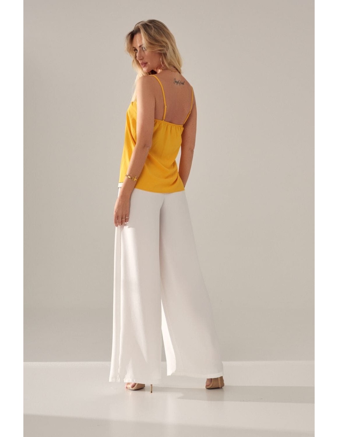 Delicate blouse with thin straps, yellow PR75001 - Online store - Boutique